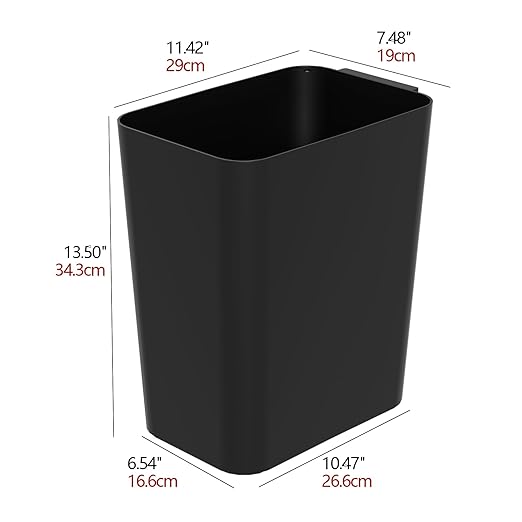 4.5 Gallon Slim Plastic Wastebasket 3 Pack Rectangular Small Trash Can Wastebasket for Office Bathroom Kitchen Black