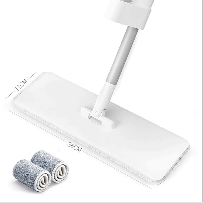 Mop Microfiber Floor Mop for Hardwood Cleaning - 360 Rotating Dust Wet Mop with Aluminum Extended Handle 2 Reusable Washable Mop Pads Cloth and 1 Scraper