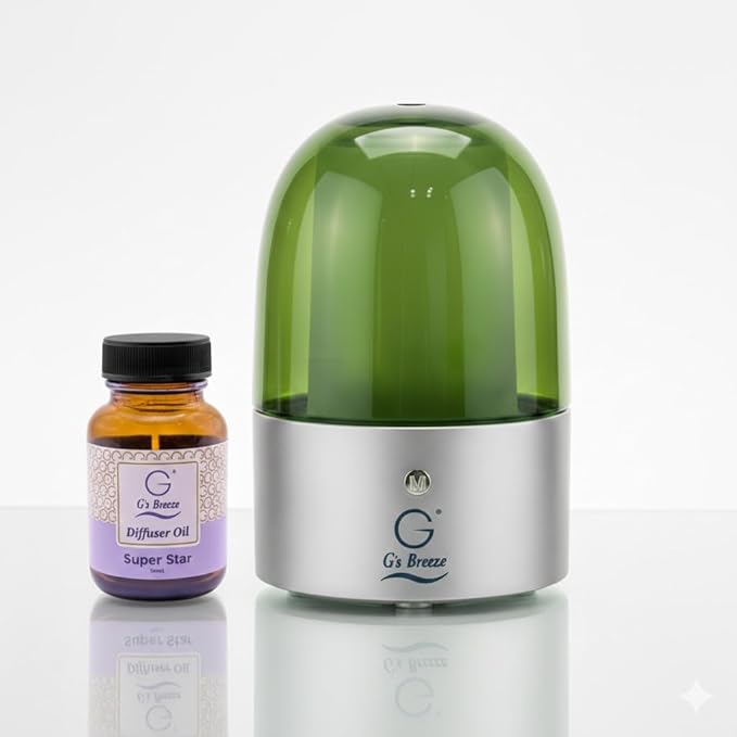 G's Breeze Smart Aroma Diffuser with 60ml Super Star Scent – Bluetooth &amp Wi-Fi App Control LED Lighting Adjustable Intensity Long-Lasting Fresh Clean Masculine Fragrance for Home or Office
