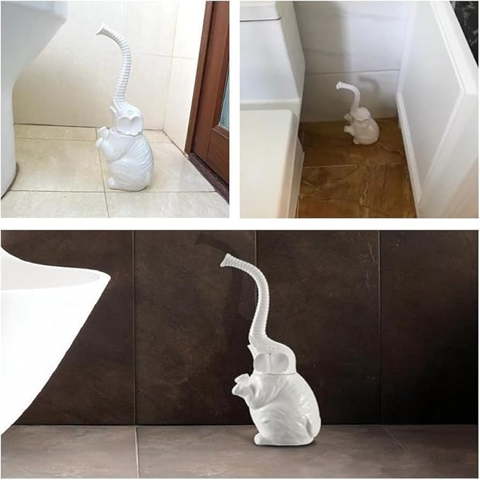 Toilet Brush and Holder SetModern Ceramic Toilet Bowl Brush HolderCute Bathroom Decor Non-Scratch Bristles Space-Saving White Household Cleaning Tool for Bathtub