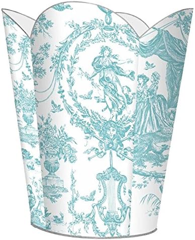 Marye-Kelley WB1494-Aqua Toile Wastepaper Basket