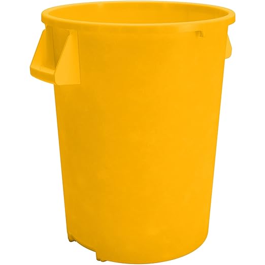 SPARTA Bronco 20 Gallon Trash Can Thick Polyethylene Bin NSF Certified Waste Container with Top Handles Bottom Handholds Reinforced Base and Stackable LLDPE 20 Gallon Yellow (Pack of 6)