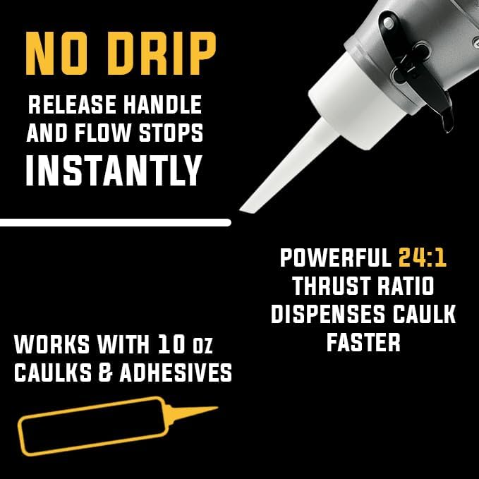 SILIGUN™ PRO Compact 24:1 Caulking Gun - No Drip Caulk Gun - Patent Design - Lightweight Aluminum Frame - Works with all 10 oz Tubes (SILIGUN PRO Complete Kit)