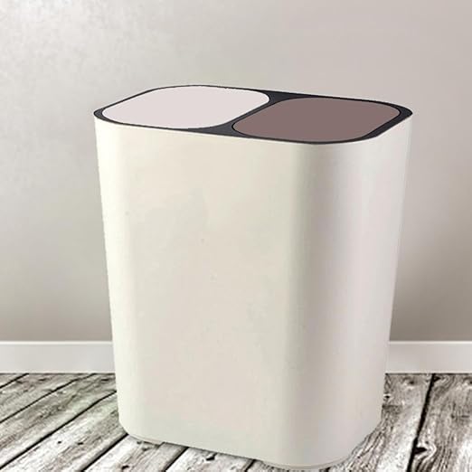 Yajuyi 18L Trash Can Garbage Bin Rubbish Storage Bucket Office Wastebasket for Living Room White