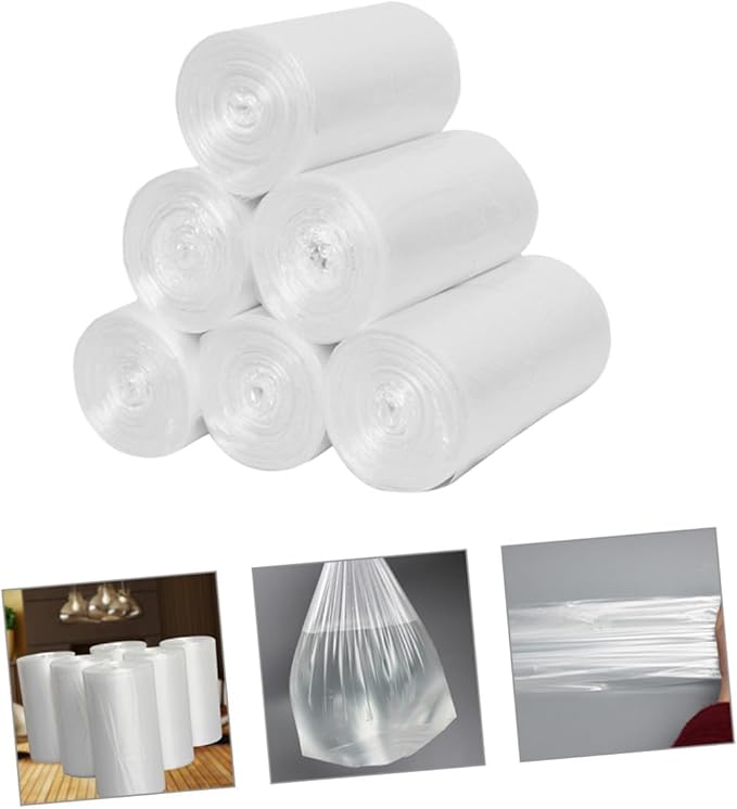 Thickened Disposable Trash Bags 6 Rolls (45x50cm 30 Bags Each) Plastic Wastebasket Liners for Bathroom Kitchen and Office Use