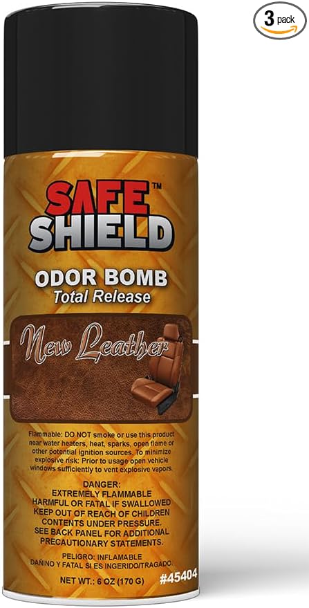 Generic New Leather Odor Bombs for Car Interiors - Automotive Odor Bomb with Rich Leather Fragrance - Eliminates Unwanted Odors and Deodorizes - 6 Ounce Can Pack of 3