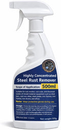 Highly Concentrated Steel Rust Remover Instant Rust Cleaning Spray Powerful Rust Stain Remover for Tools Automotive Parts Stainless Steel Fast Acting Rust Cleaner 500ml (500 ML)