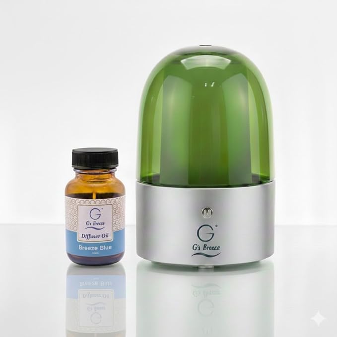 G's Breeze Smart Aroma Diffuser with Refill – Bluetooth &amp Wi-Fi App Control - LED Lighting Adjustable Intensity - Long-Lasting Fresh Aquatic Fragrance for Home or Office - Breeze Blue