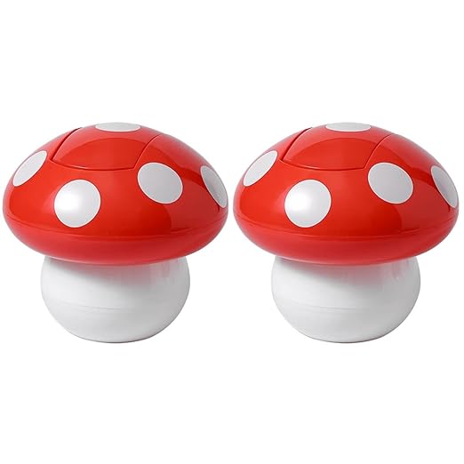 Hemoton 2pcs Cute Mushroom Desktop Trash Can Lid Mini Wastebasket for Office Home Sturdy Material Easy to Use for Kitchen Bedroom