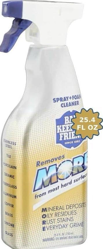 Bar-Keeper’s-Friend More Spray and Foam Cleaner 25.4oz Hard Water Stain Remover + 2x Microfiber Towel - Cleans Dirt from Hard Surfaces