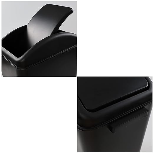 4.5 Gallon Swing Top Trash Bin Plastic Garbage Can with Lid Black 3 Pack