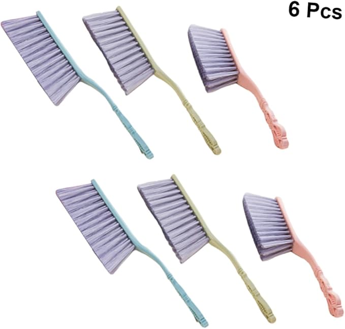 6pcs Thickened Hollow Handle Dusting Brush Set for Bed and Sofa Cleaning Household Multi-Color Cleaning Tools with Sturdy Grip for Furniture and Upholstery