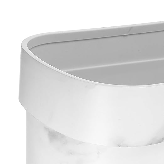 Marble Pattern Narrow Trash Can Open Top Plastic Wastebasket Bathroom Kitchen Garbage Bin for Bedroom Small Space Storage