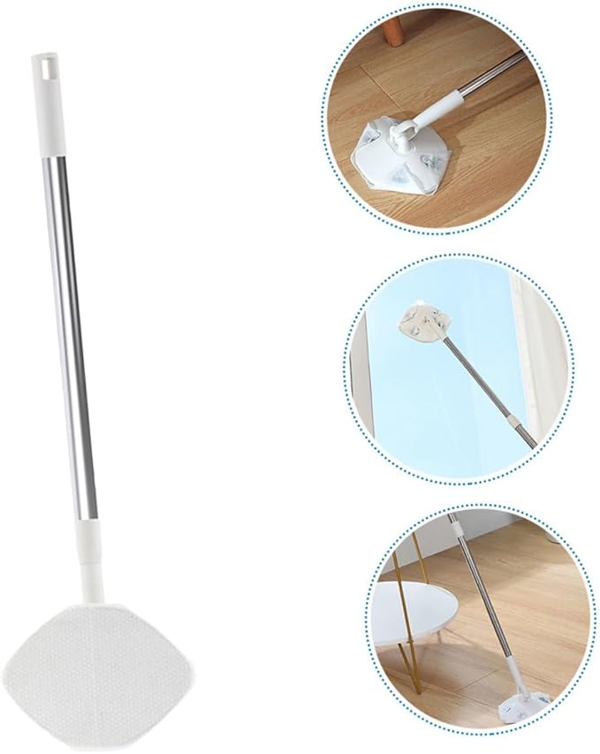 Vaguelly Rotatable Dust Mop with Electrostatic Cleaning Cloth No-wash Triangle Floor Mop for Hardwood and Window Cleaning Includes Dry for Easy Dust Removal