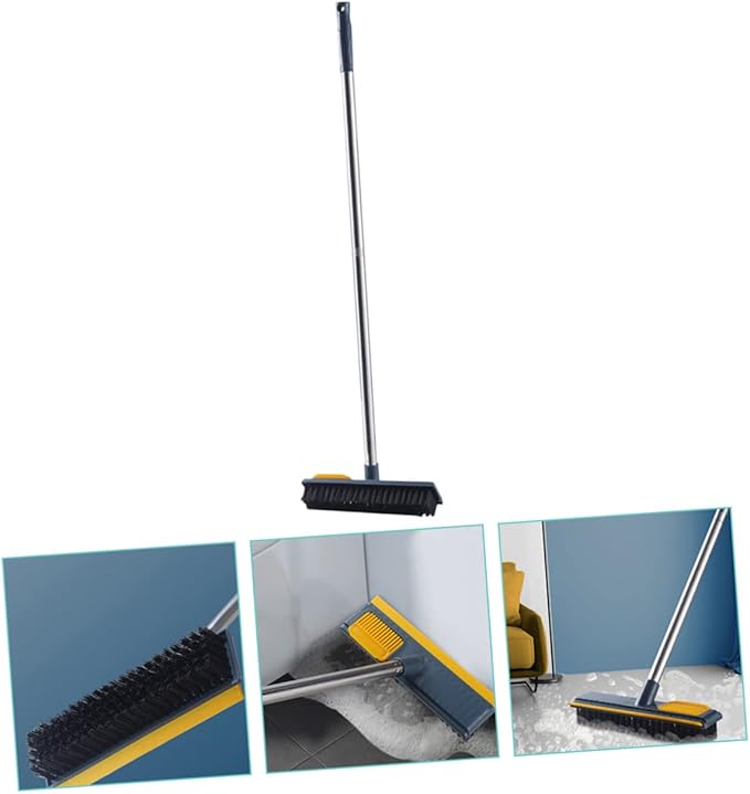 minkissy 2pcs Long Handle Scrub Brush Floor Scraper Brush Hard Bristle for Tile Bathtub