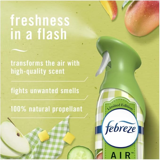 Febereez Air Freshener Spray Odor-Fighting Room Spray Apple Mango Sunshine 8.8oz 3 Counts