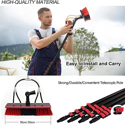 Glass Cleaning Brush Home Water Fed Telescopic Pole Kit Solar Panel Brush Rotating for Photovoltaic Panel5.4m Telescopic Water Fed Window Cleaning Pole Extendable Brush for Trucks Conservat