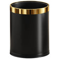 10L/2.6GAL Black and Gold Open Top Trash Can - Metal Trash Bin Without Lid for Office Hotel Store Restaurant
