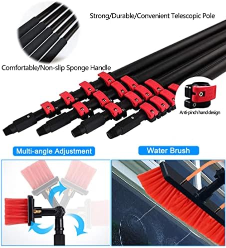 Glass Cleaning Brush Home Water Fed Telescopic Pole Kit Solar Panel Brush Rotating for Photovoltaic Panel3.6-10.8M Water Fed Telescopic Cleaner Brush Window Cleaning Equipment Water Fed S