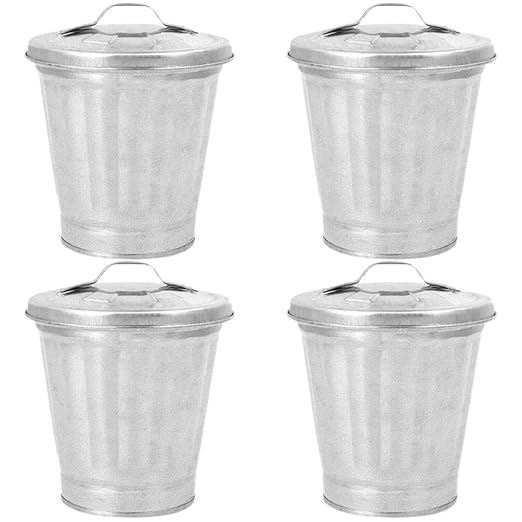 Mini Desktop Trash can with Lid 3.74 Inch Small Garbage Bin Compact Waste Basket for Home Office Bedroom Table Storage Organizer 4 Pack