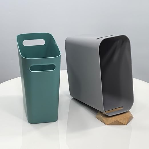 2.4 Gallon Slim Trash Can Small Plastic Wastebasket for Bathroom Office Kitchen Narrow Space Under Sink or Desk (Grey)