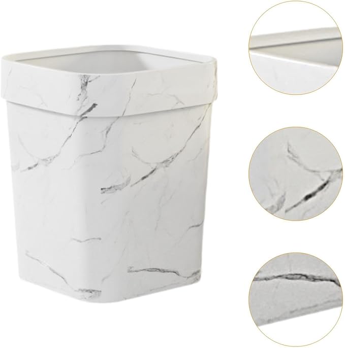 Open Top Trash Can Garbage Can Multipurpose Dustbin Waste Basket Bin Double Layers Trash Bin for Bathroom Guestroom Restroom White L