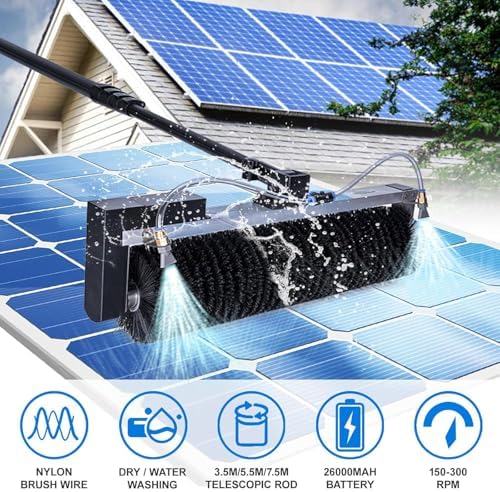 Extendable Window Cleaning Brush Kit with Solar Panel Water Fed Pole for Outdoor Glass Cleaning High Reach Solution