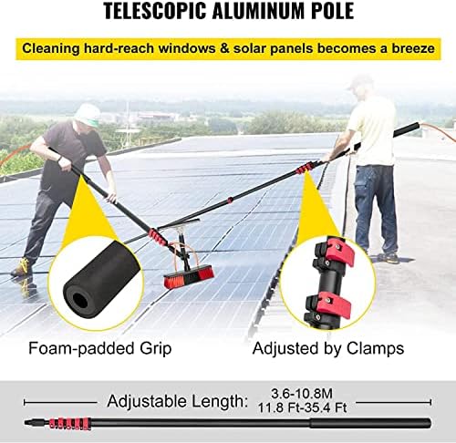 Glass Cleaning Brush Home Water Fed Telescopic Pole Kit Solar Panel Brush Rotating for Photovoltaic PanelProfessional 3in1 Water Fed Pole Outdoor Window Cleaner Kit Window Cleaning Tool for