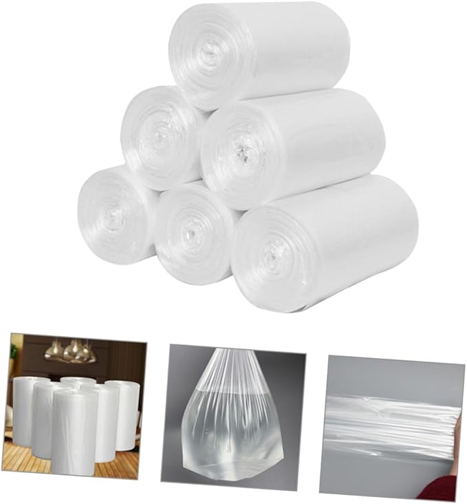 6 Rolls Thickened Kitchen Bathroom Trash Bags 45x50cm Flat Open Disposable Garbage Bags for Home Use Multipurpose Trash Can Liners Perforated Tear-off Style