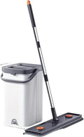 Set Flat Floor with Bucket 33cm Washable Microfiber Wet&ampDry System Cleaning House Mops Home Living Room Tool(33cm-Bucket-4-Mop)