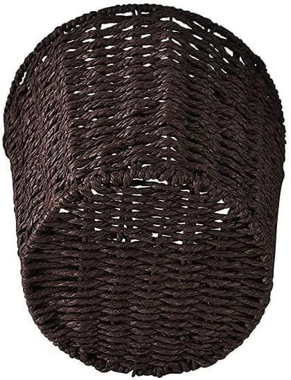 Zuvo Round Wicker Waste Basket Paper Bin - Wicker Trash Basket - Woven Trash Can Rubbish Basket for Bedroom Bathroom Offices or Home (Brown)
