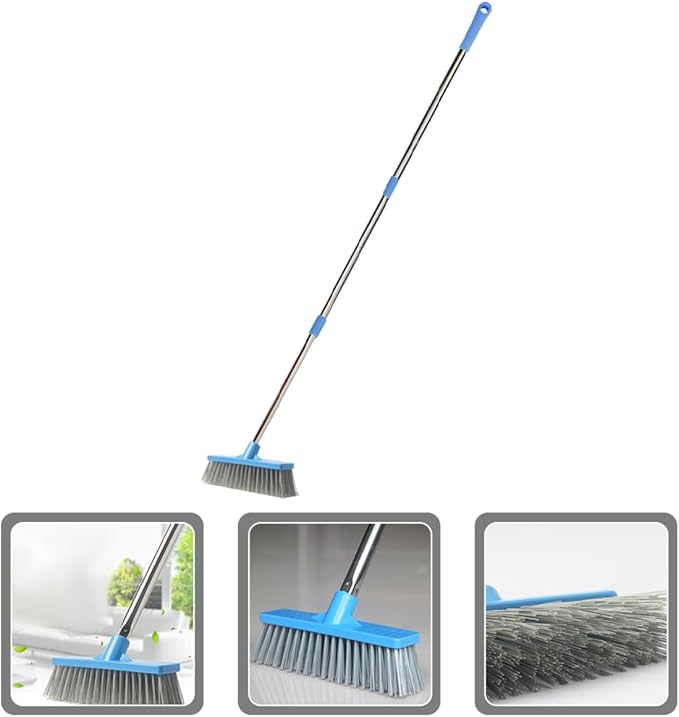 Electric Cleaning Brush Scrubber Long Pole Bathroom Brush for Shower Stiff Bristle Grout Removal Tool