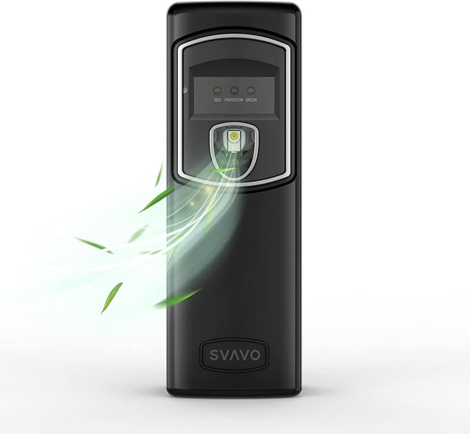 SVAVO Automatic Air Freshener Dispenser - Wall Mounted/Free Standing Auto Aerosol Spray Dispenser Programmable Fragrance Dispenser for Indoor-Bedroom Hotel Office Commercial Place Black