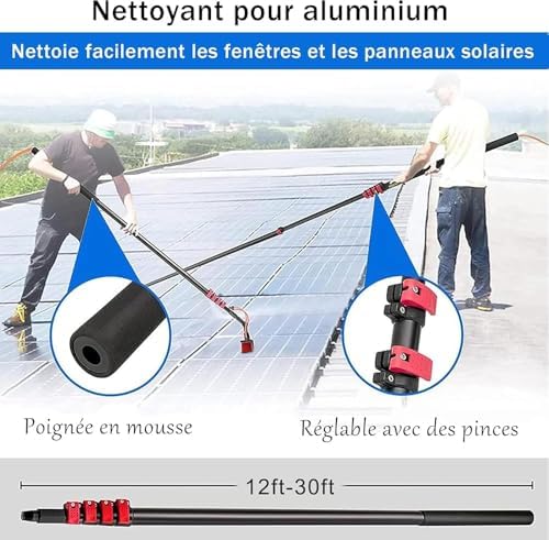 Glass Cleaning Brush Home Water Fed Telescopic Pole Kit Solar Panel Brush Rotating for Photovoltaic PanelTelescopic Window Cleaning Brush 3.6M 10.8M with Squeegee Solar Panel and Conservato