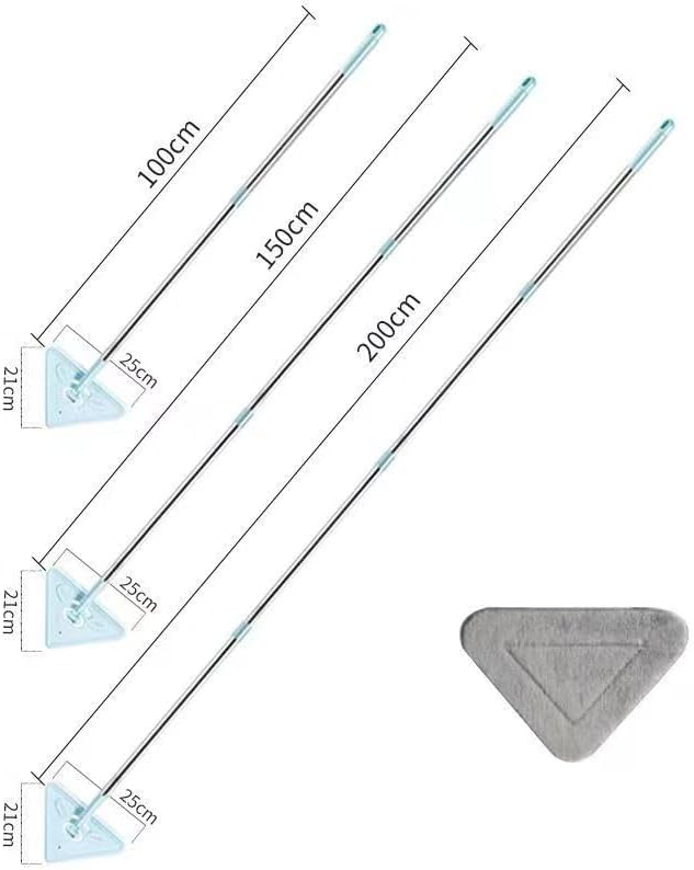 Multifunctional Triangle Mop with Long Handle 360 Rotatable Adjustable Cleaning Mop for Wall Ceiling Window Floor (with 4 Cloth 2M)