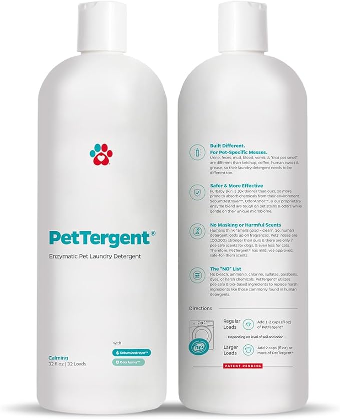 Pet Parents® PetTergent® Enzymatic Pet Laundry Detergent 32 oz 32 Loads Pet Stain Remover &amp Pet Odor Eliminator Laundry Detergent for Pets (Calming 32 oz)