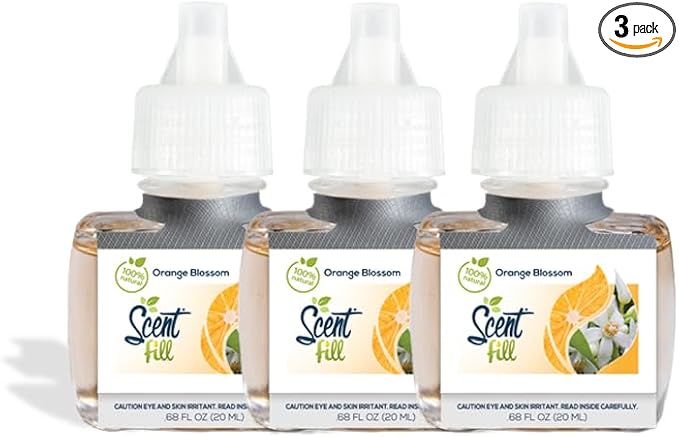 Scent Fill 100% Natural Orange Blossom Plug in Air Freshener Scented Oil Refills 3 Refills
