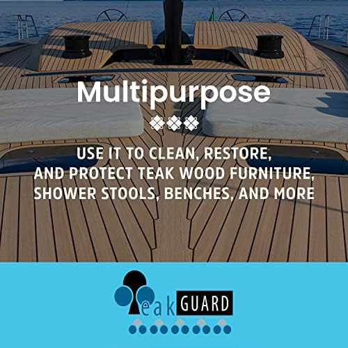Teak Cleaner &amp Brightener Pre-Finish Wood Cleaner for Outdoor Furniture &amp Boat Teak Surfaces Deep-Cleaning Marine Restorer Water-Based Oil-Free Easy-to-Use 64 oz