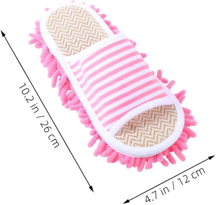 minkissy 2 Pairs Washable Detachable Mop Slippers: Floor Cleaning Unisex House Slippers -striped Indoor Cleaning Shoes for Home Dorm