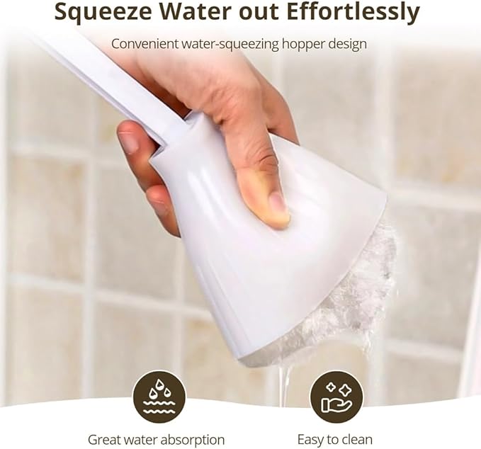 4-Piece Toilet Cleaning Mop Set With Long Handles White Soft Nylon Head Brushes And Storage Base For Bathroom Toilets And Bathtubs
