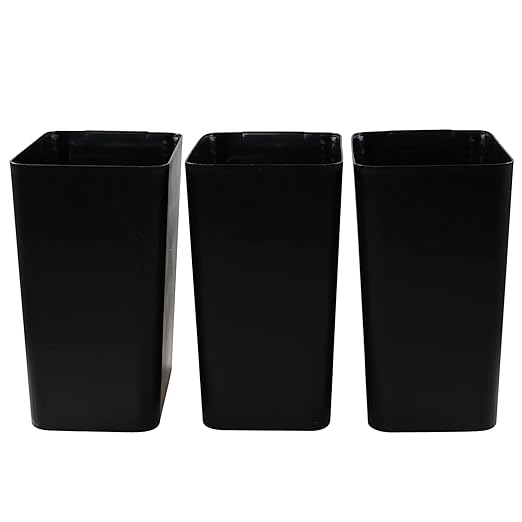 Teyyvn 3-Pack 4.5 Gallon Plastic Trash Can Black Small Garbage Can for Bathroom Kitchen Office Bedroom