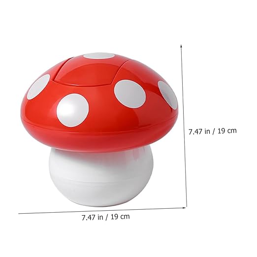 Luxshiny 2Pcs Cute Mushroom Desktop Trash Can Litter Bin with Lid Space Saving Wastebasket for Office Kitchen Bedroom Easy to Clean No Odor Home Decor