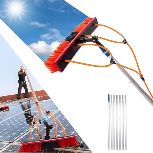 Adjustable Solar Panel and Window Cleaning Kit with Water Fed Pole for Outdoor Glass Roof and Window Washing