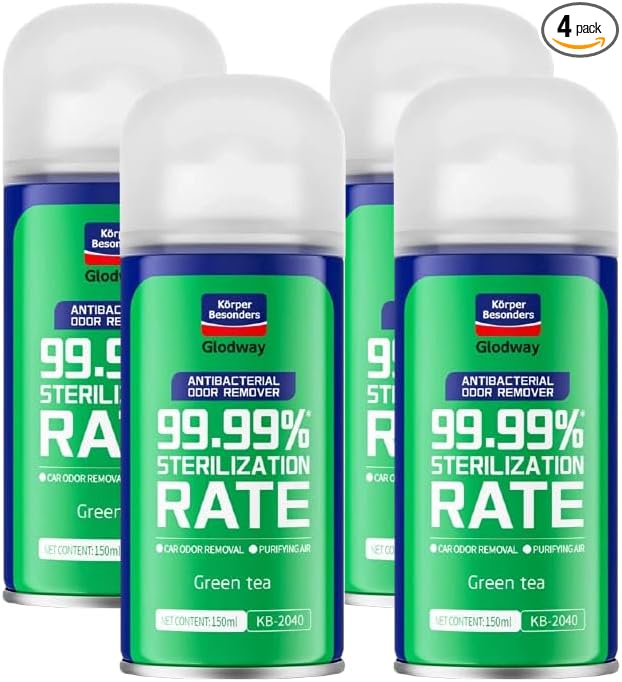 GLODWAY Car Air Freshener SprayGreen Tea Scent 6 OZ Odor Eliminator4 Pack for Cars Trucks RVs Home
