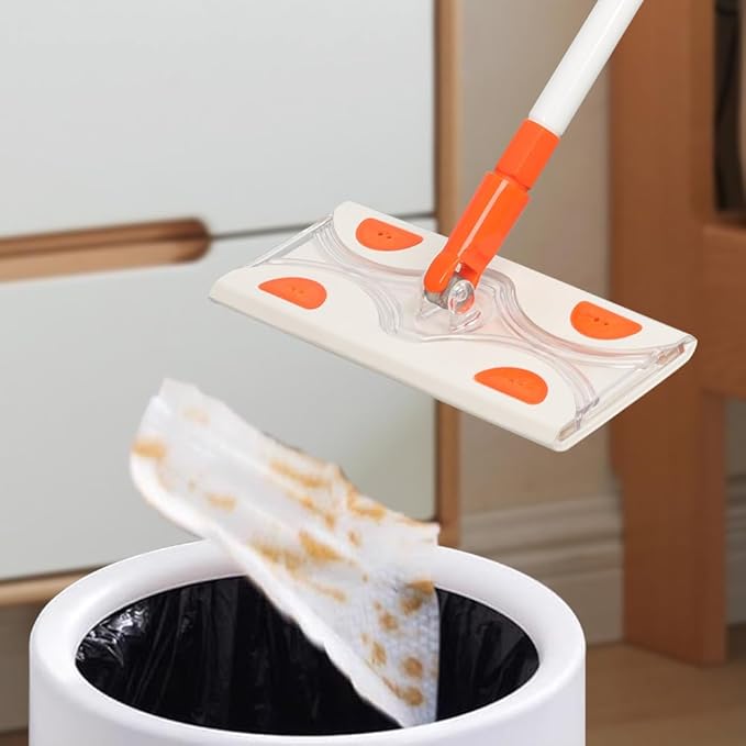 Mops for Floor Cleaning55 Handle with 10 Flat Head with 4 Magic Sponge Eraser Pads、2 Microfiber Pad and 50 Dry Cleaning Clothsfor Mopping Home Bathroom Kitchen
