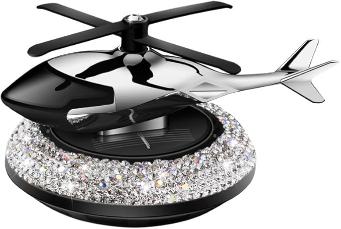 Diamond Car Air Fresheners with Solar Rotating Car Fragrance Diffuser Car Perfume Decoration Car Dashboard Aromatherapy Ornament Solar Helicopter Perfume Ornament Home Office Desktop Decoration E
