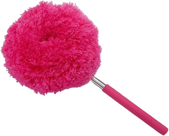 Microfiber Ceiling Fan Duster Extendable Long Handle Locking Dust Reusable Cleaning Brush Machine Washable Easy(Red)