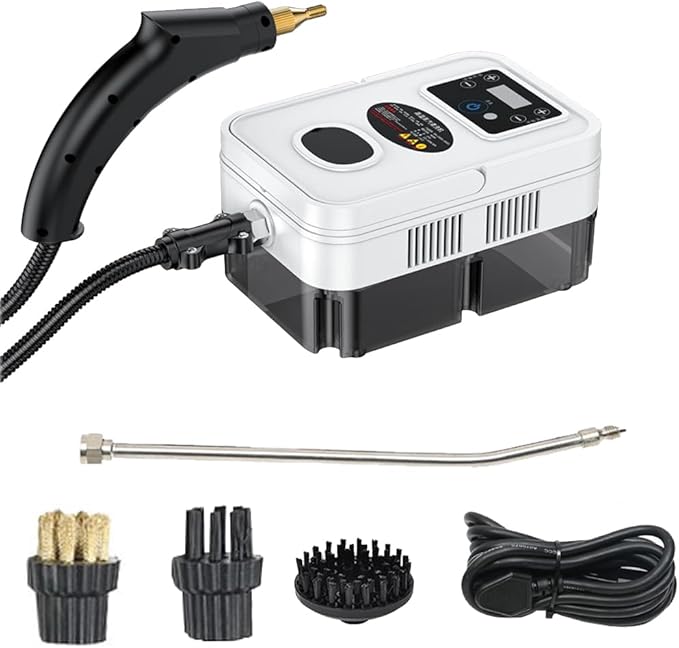 Handheld Steam Cleaner 1600w High-Pressure and High-Temperature Steam 3 Adjustable Speeds for Multi-Functional Cleaning 1200ml Large-Capacity Water Tank (White)