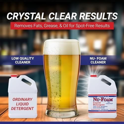 Nu-Foam Low Low Suds Liquid Detergent for Bar Glassware - Original Streak-Free Solution - Hand Washing Bar Tavern Brewery Supplies - Concentrated - 1 Gallon (Pack of 1)