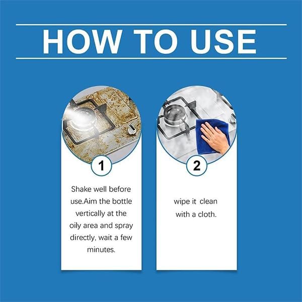 Heavy Oil Stain Cleaner SprayGrease Cleaner Heavy Duty For KitchenLiquido Para Limpiar EstufasPortable Grease Remover Kitchen All-Purpose For Surfaces DegreaserPotsAir FryerCabinetsGrill (2pcs)